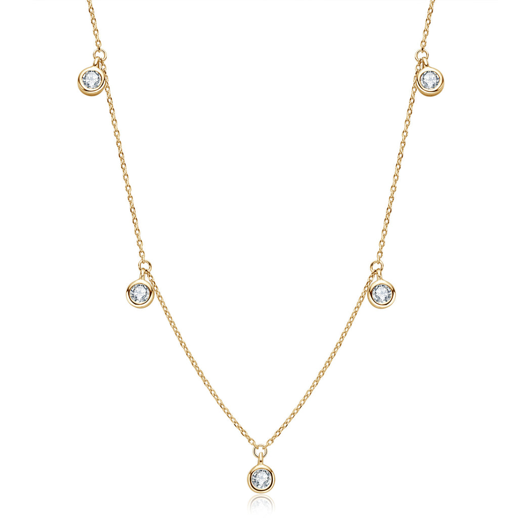 Veloria Round Bezel Necklace in S925 Sterling Silver