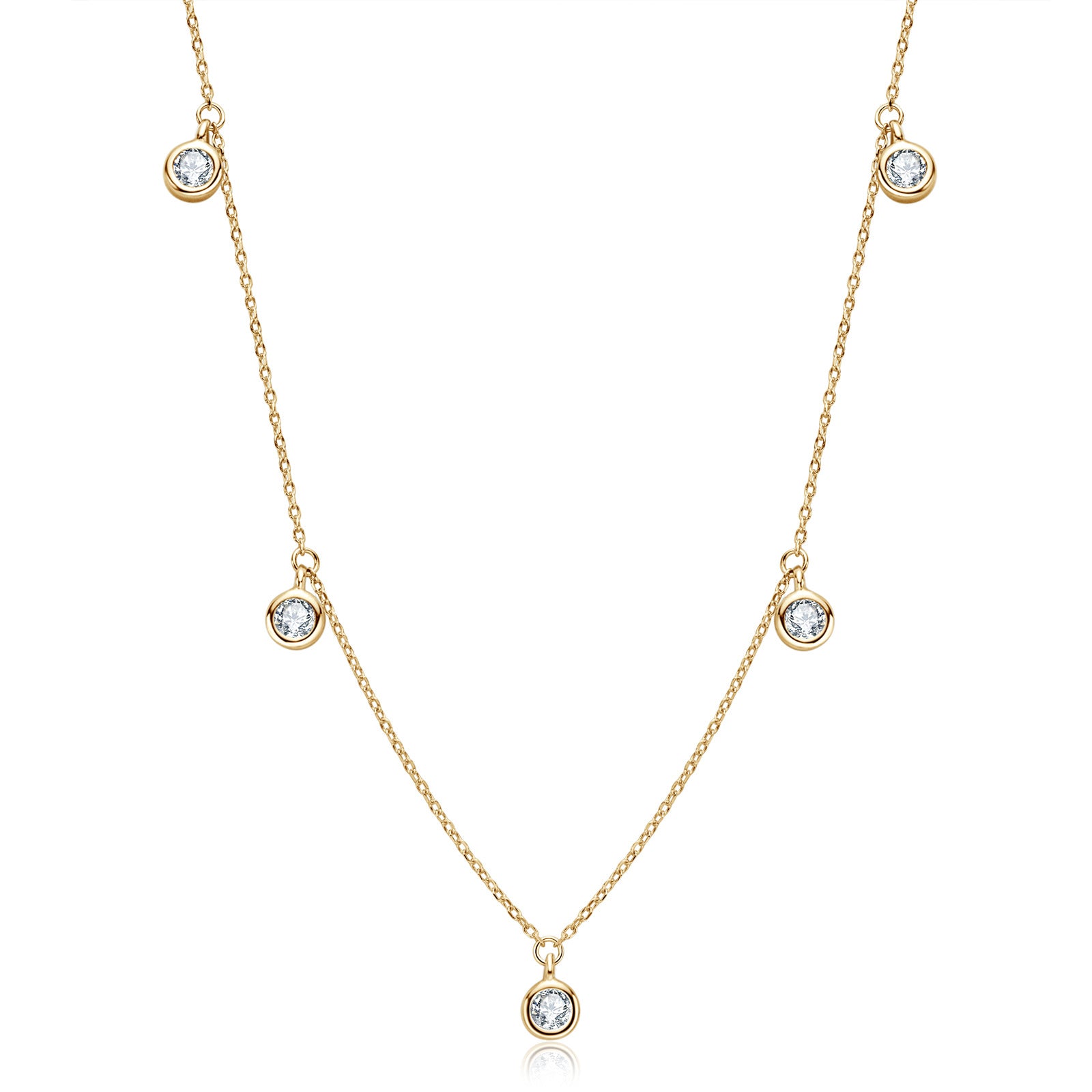 Veloria Round Bezel Necklace in S925 Sterling Silver