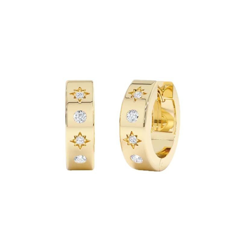 Starburst Pavé Hoop Earrings in S925 Sterling Silver