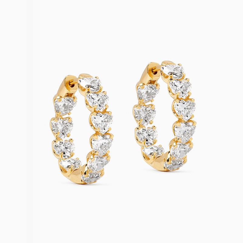 Heart Pavé Hoop Earrings in S925 Sterling Silver