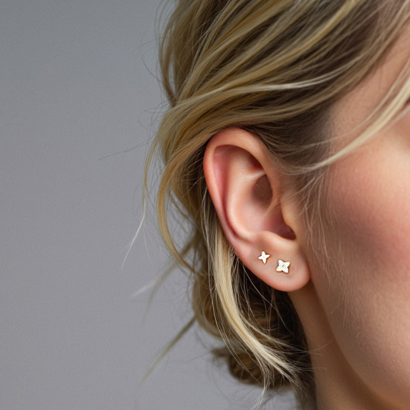 Four-Leaf Clover Pavé Stud Earrings