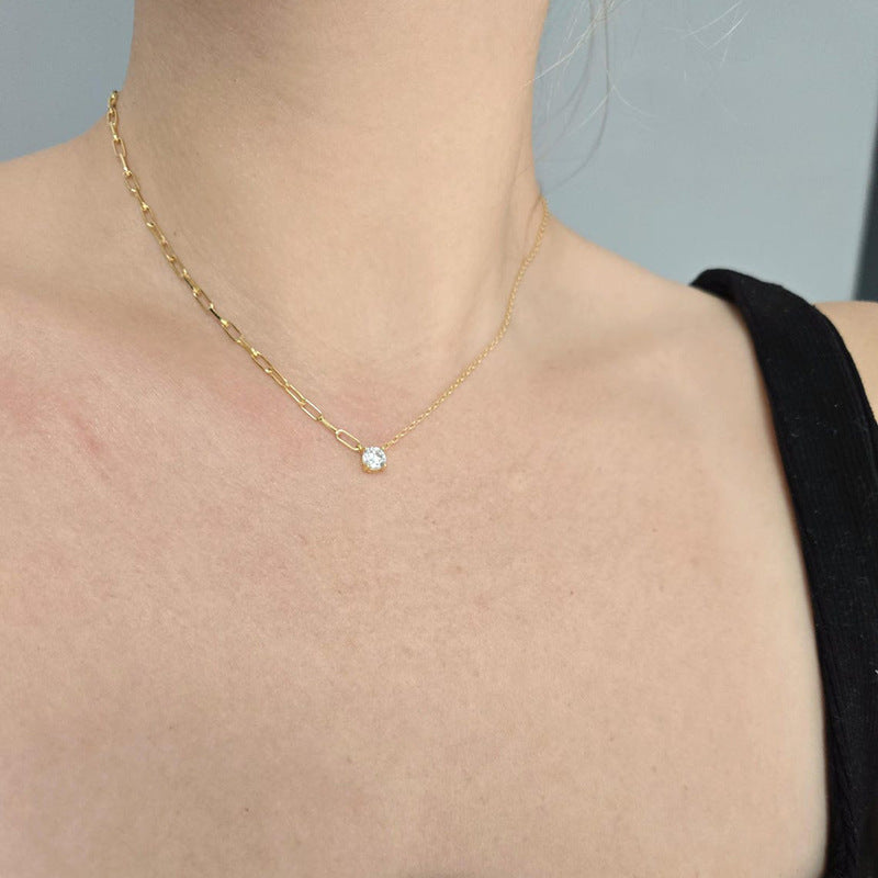 Lunelle Solitaire Chain Necklace in S925 Sterling Silver