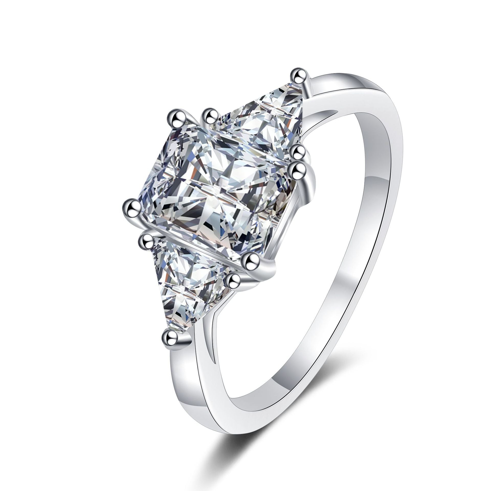 3-Carat Emerald-Cut Moissanite Ring