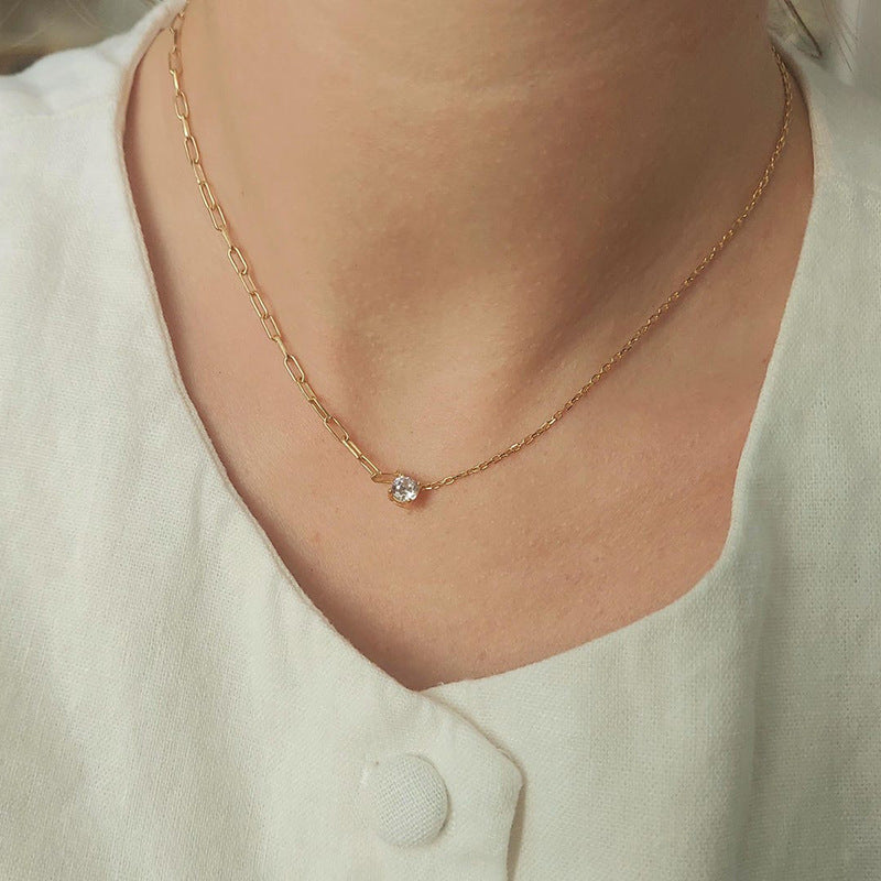 Lunelle Solitaire Chain Necklace in S925 Sterling Silver