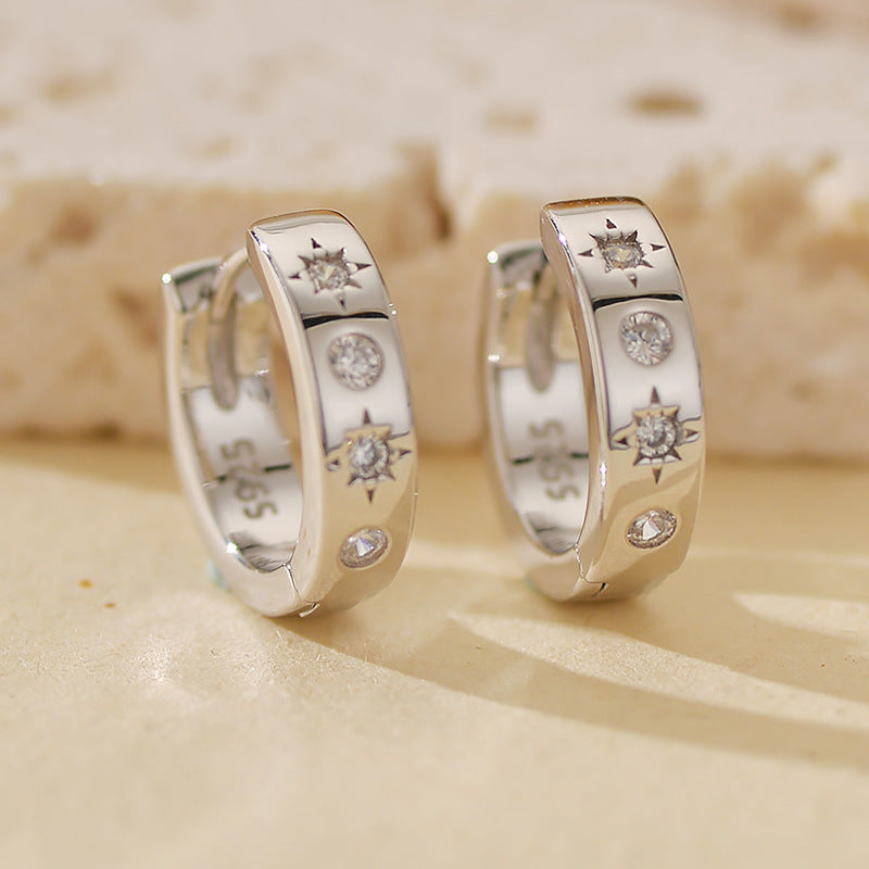 Starburst Pavé Hoop Earrings in S925 Sterling Silver