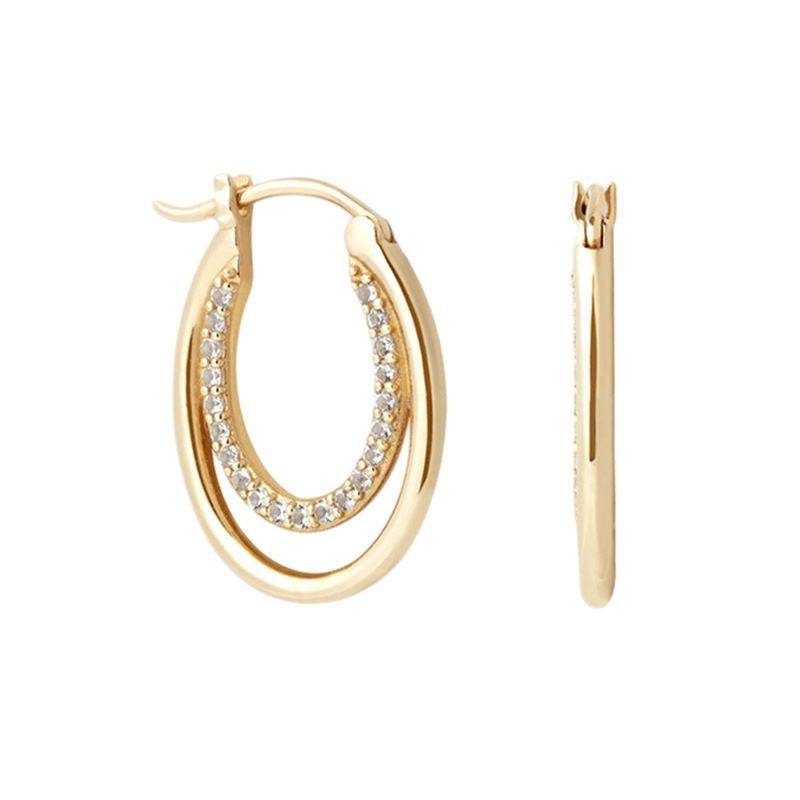 U-Shaped Pavé Hoop Earrings in S925 Sterling Silver