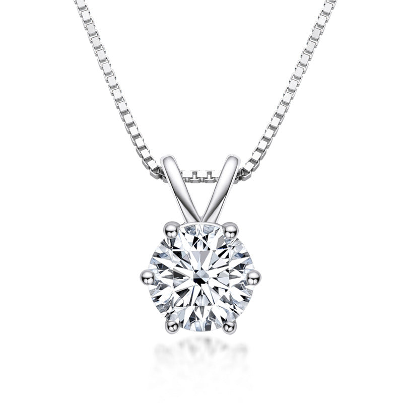 925 Sterling Silver Moissanite Solitaire Necklace
