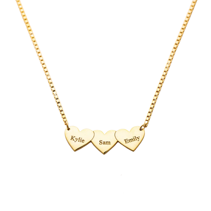 Personalized Multiple Heart Name Necklace (1-7 Hearts)