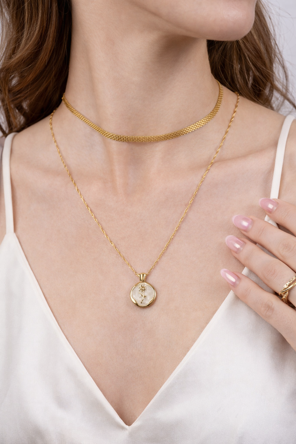 Roselle Bloom Pendant Necklace in S925 Sterling Silver