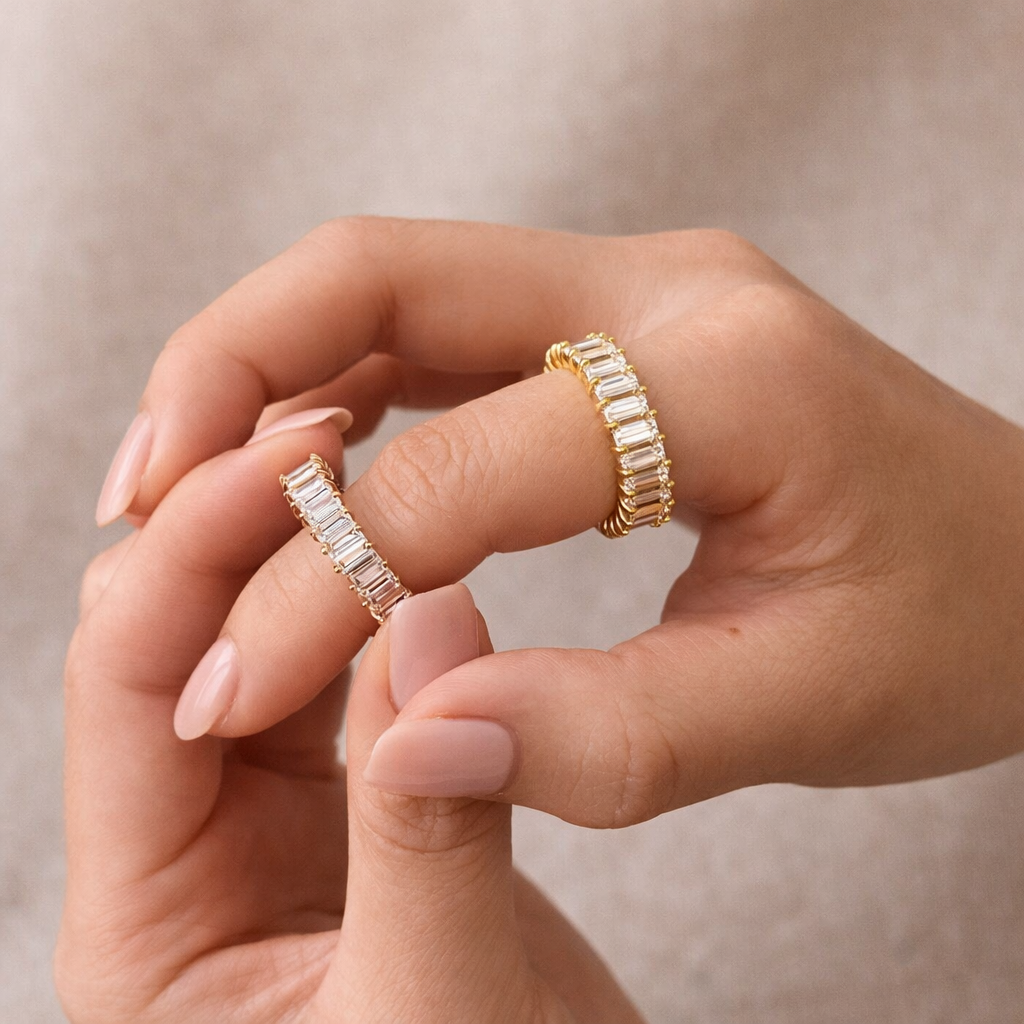 Elara Baguette Stacking Ringin S925 Sterling Silver