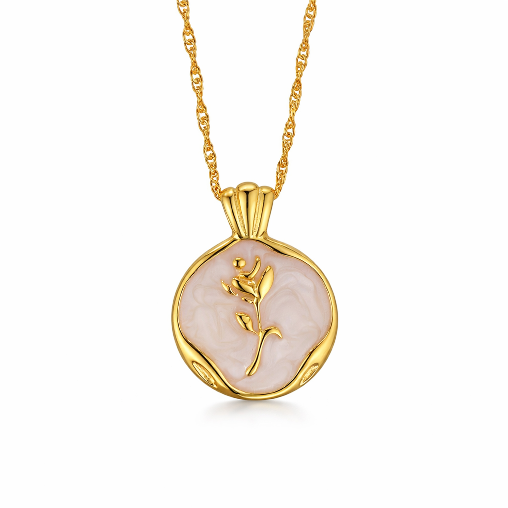 Roselle Bloom Pendant Necklace in S925 Sterling Silver