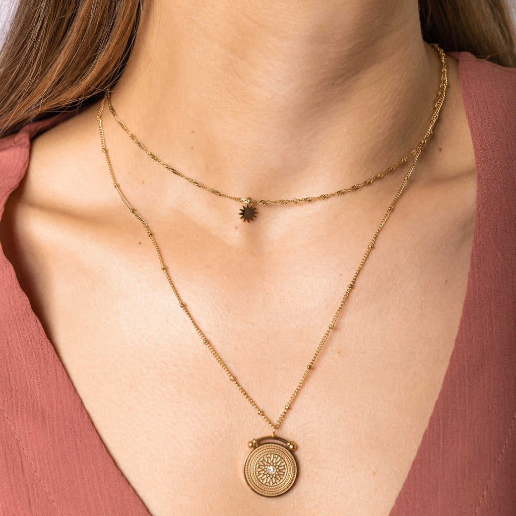 Boho Disk Layering Necklace