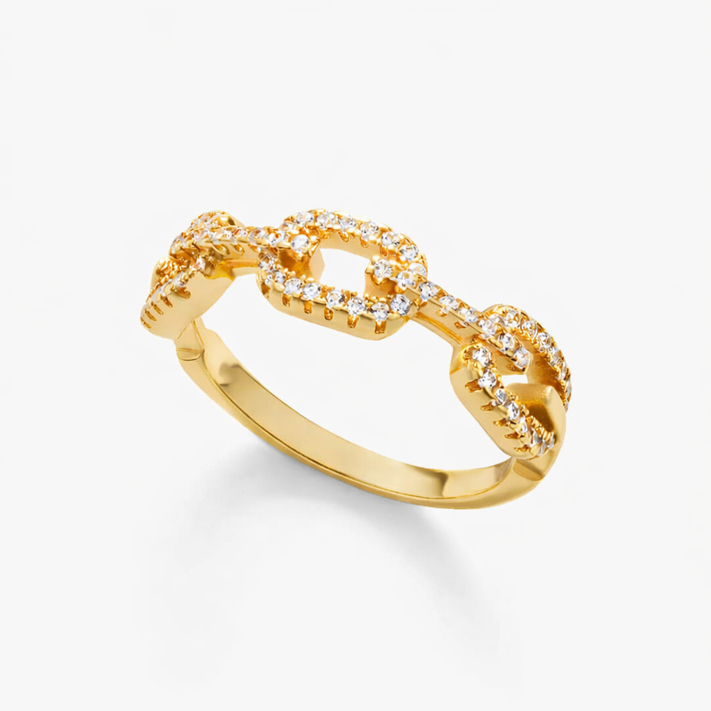 Aurelia Pavé Chain Ring in S925 Sterling Silver