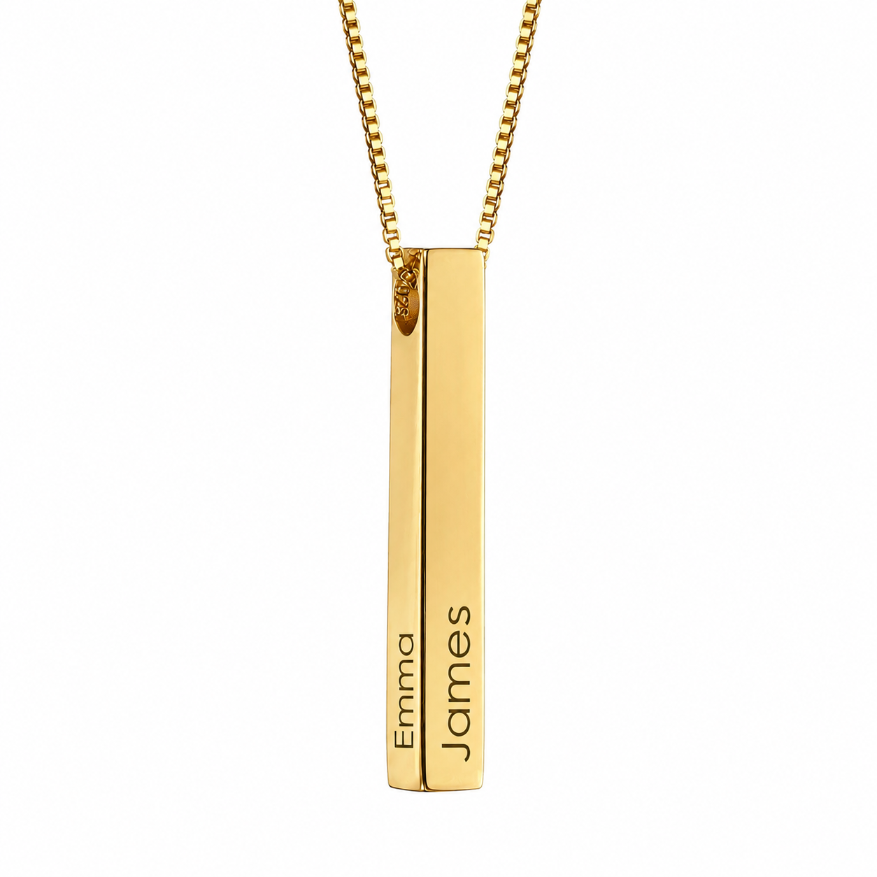 Personalized Unisex 4-Sided Engraved Bar Necklace – Custom Names, Dates & Initials
