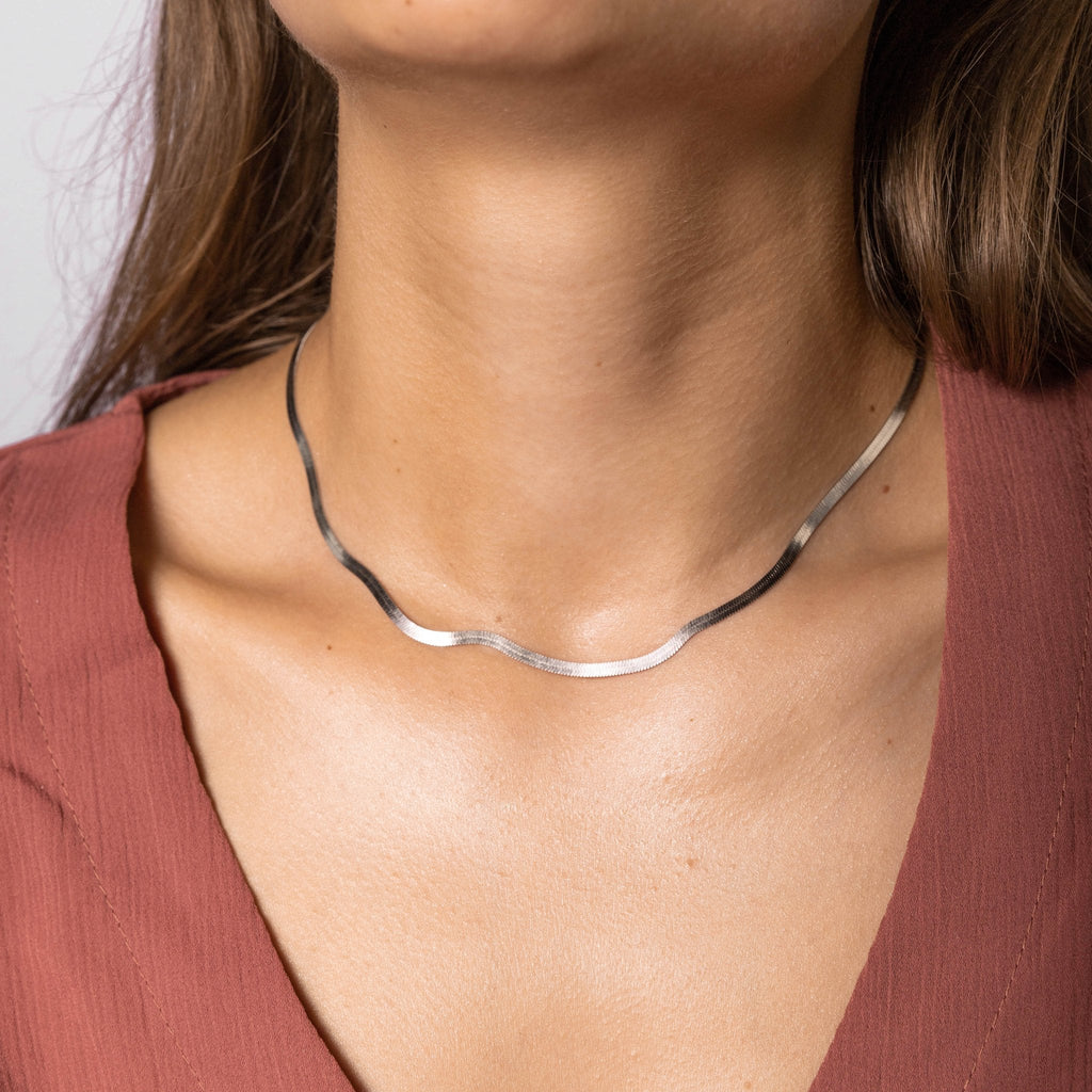 Classic Herringbone Chain Necklace