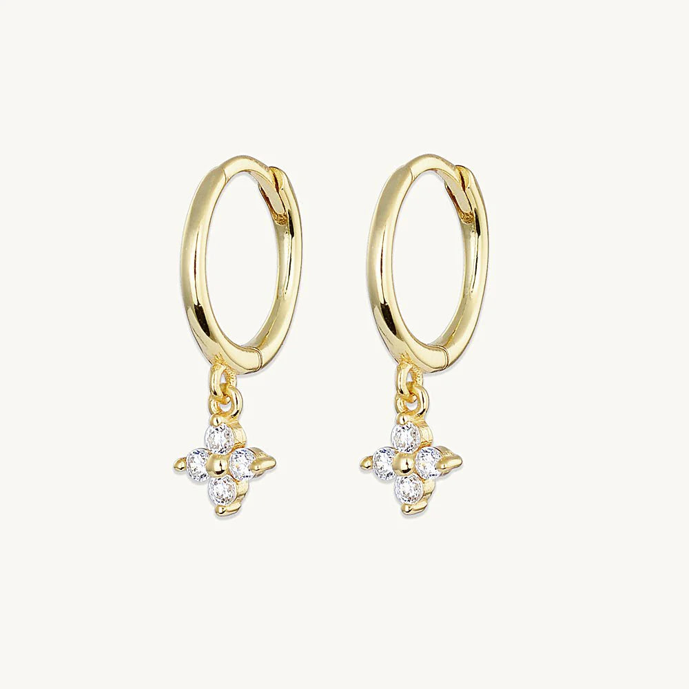 Clover Charm Hoops