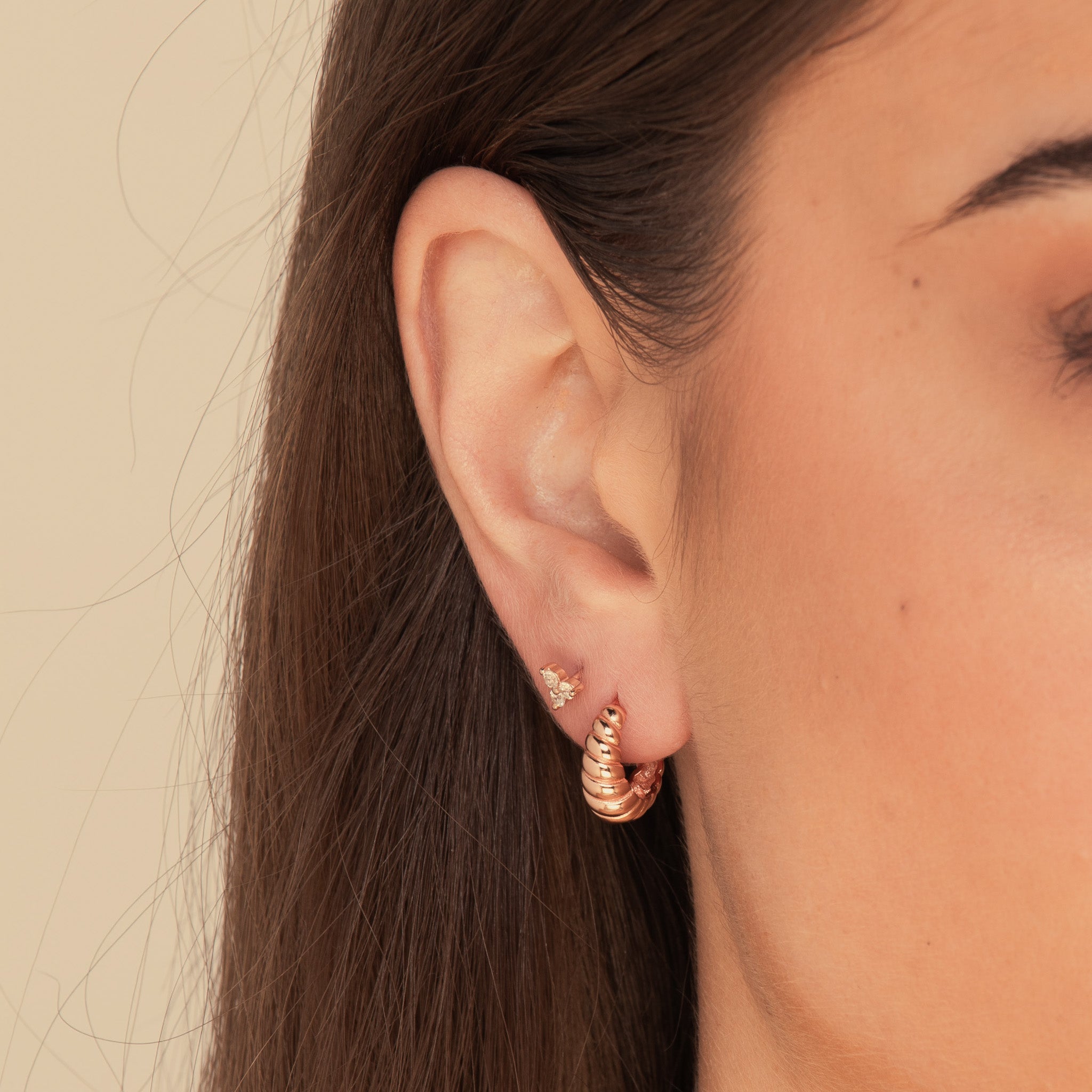 Croissant Huggie Stud Earrings