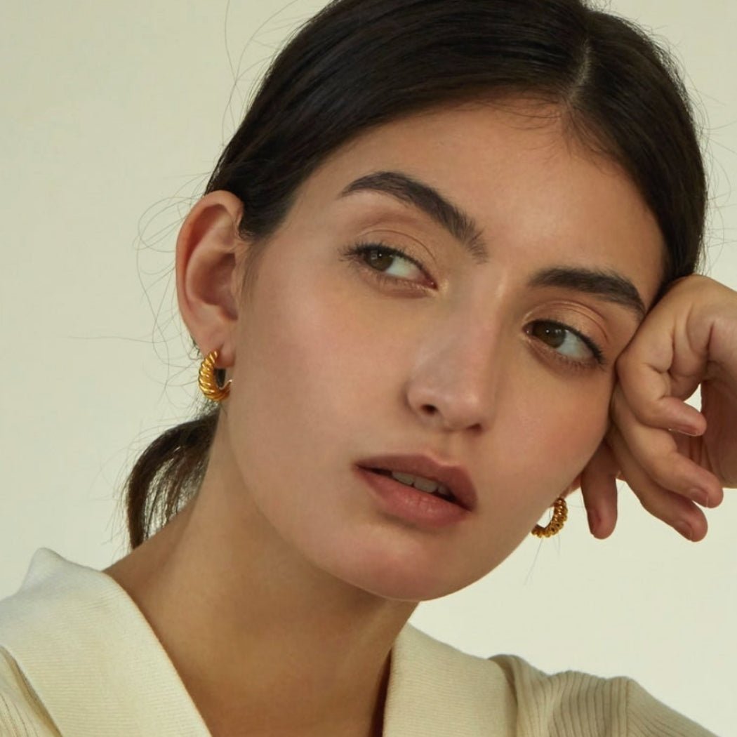 Croissant Huggie Stud Earrings