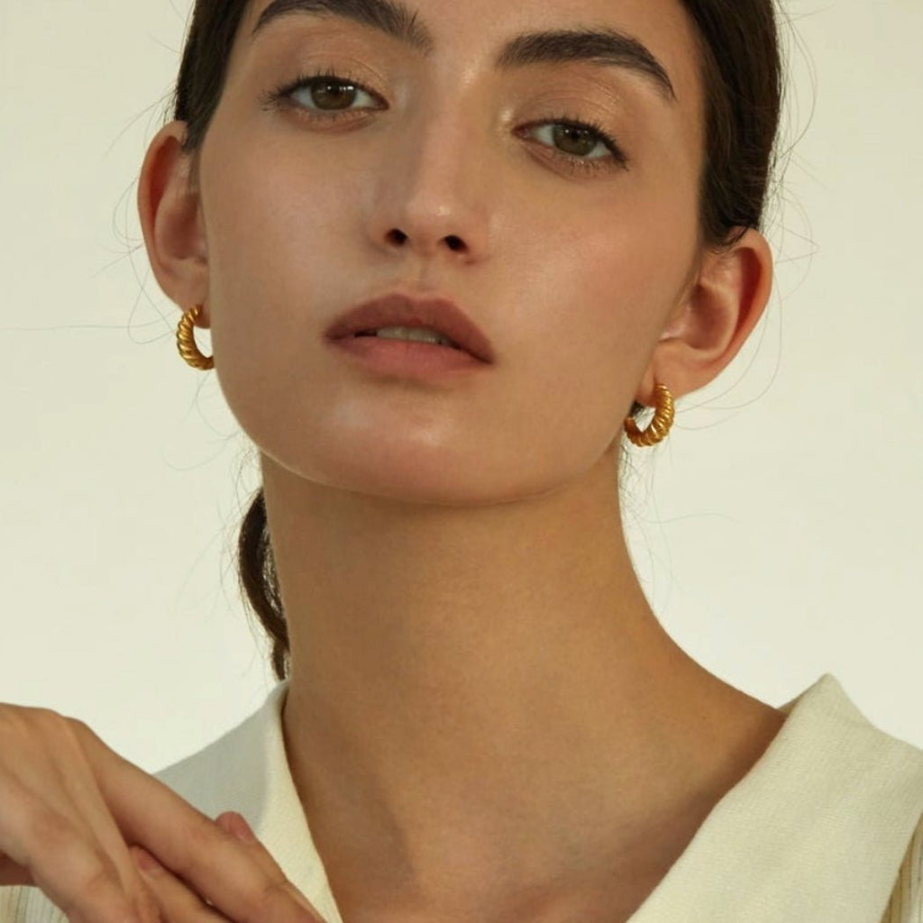 Croissant Huggie Stud Earrings