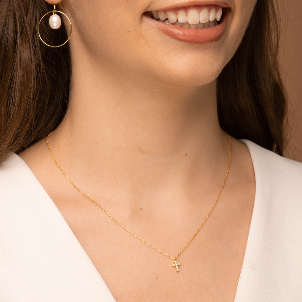 Cross Sapphire Chain Necklace