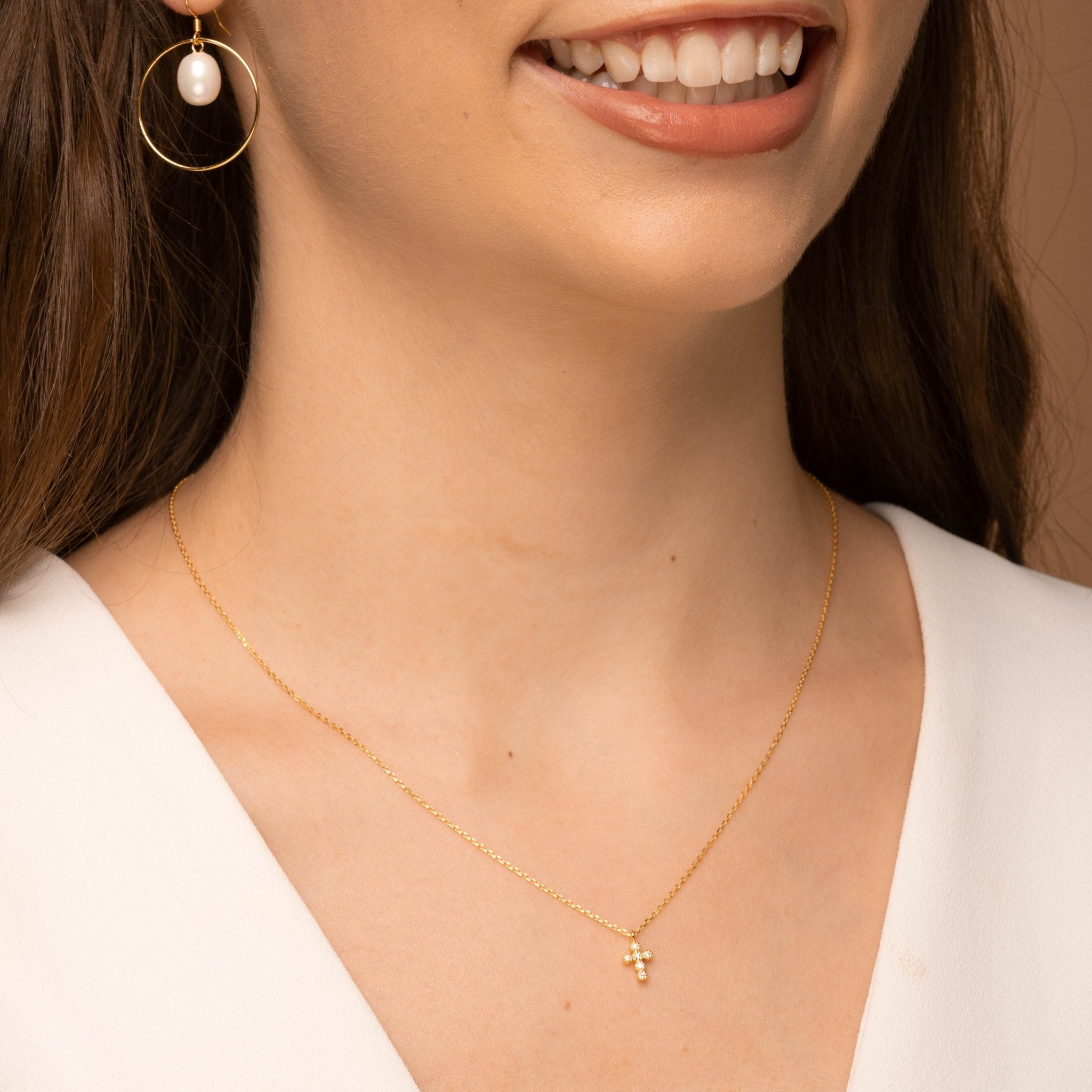 Cross Sapphire Chain Necklace