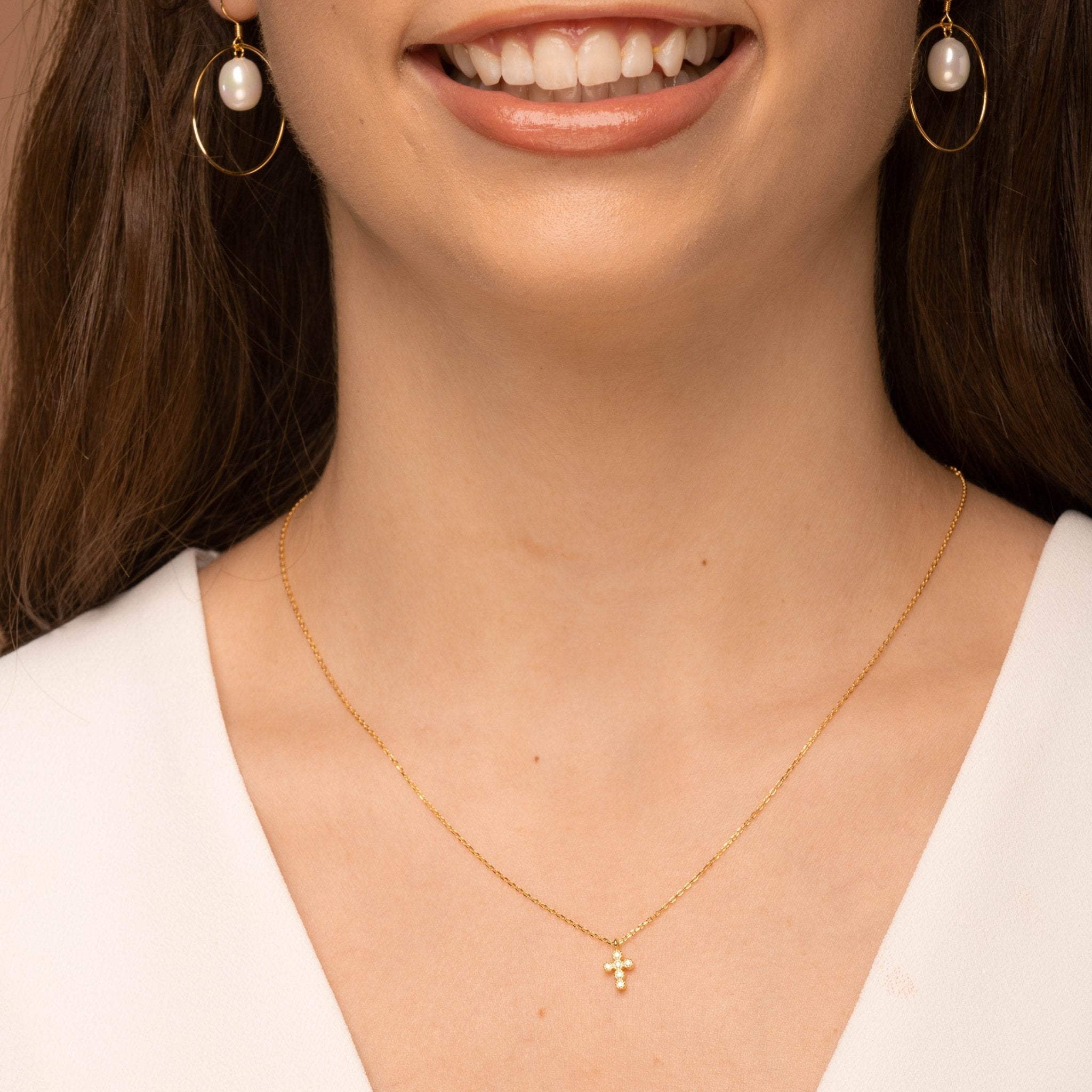 Cross Sapphire Chain Necklace