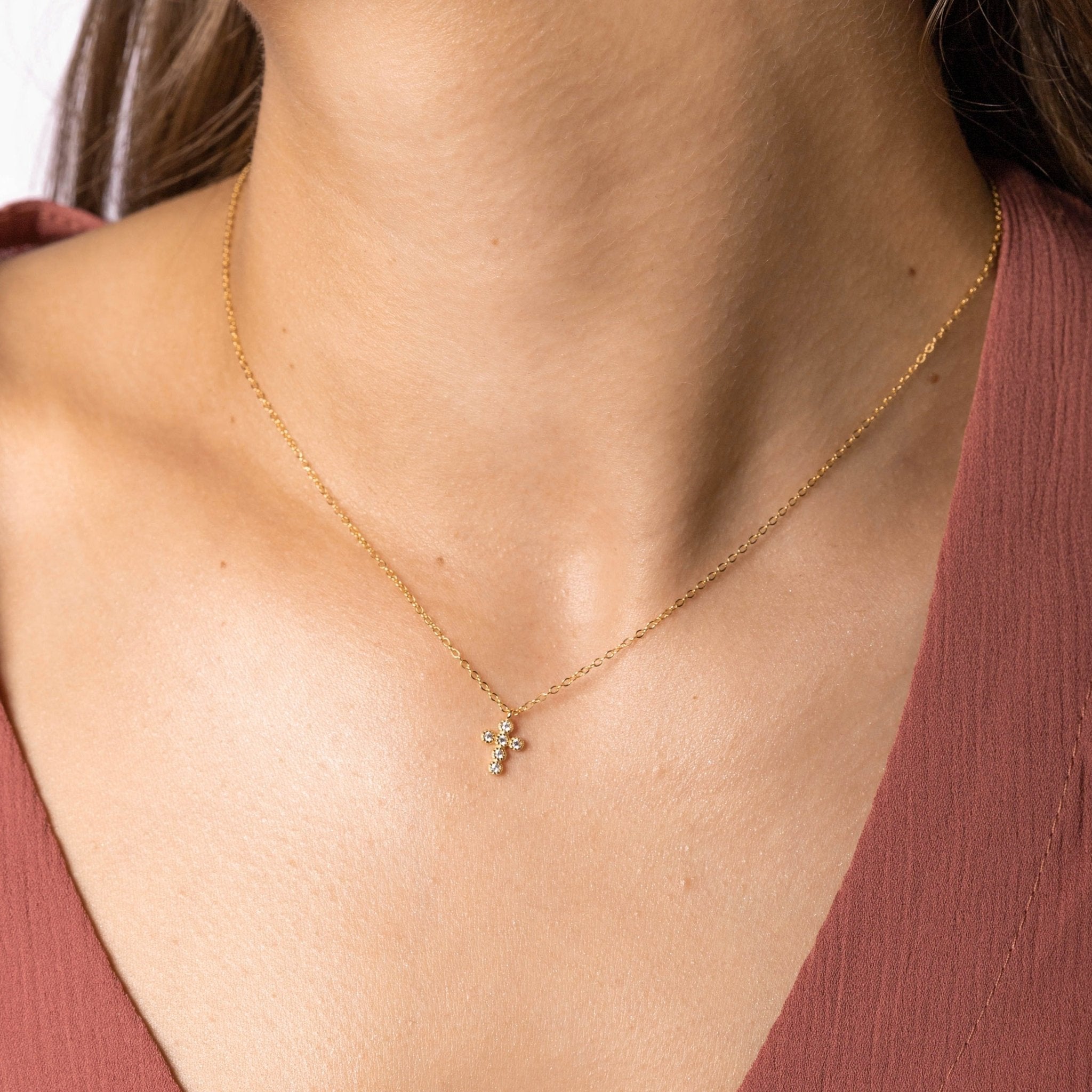 Cross Sapphire Chain Necklace