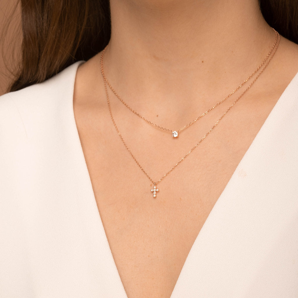 Cross Sapphire Chain Necklace