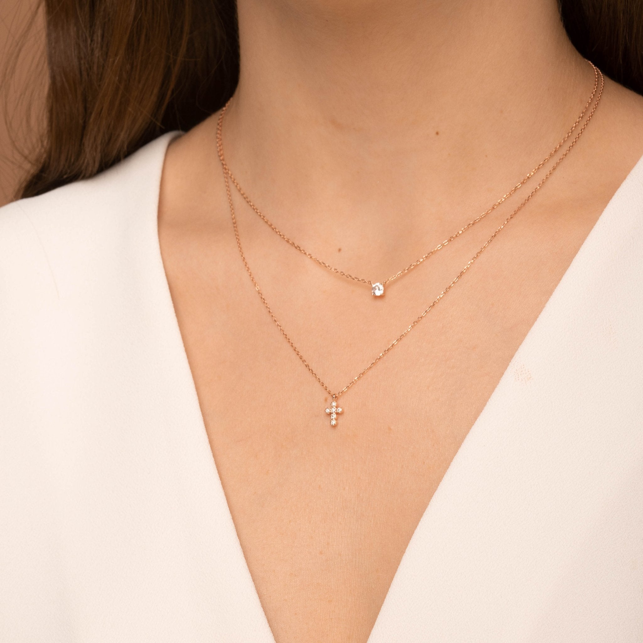 Cross Sapphire Chain Necklace