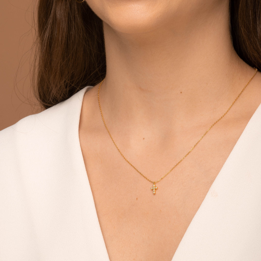 Cross Sapphire Chain Necklace