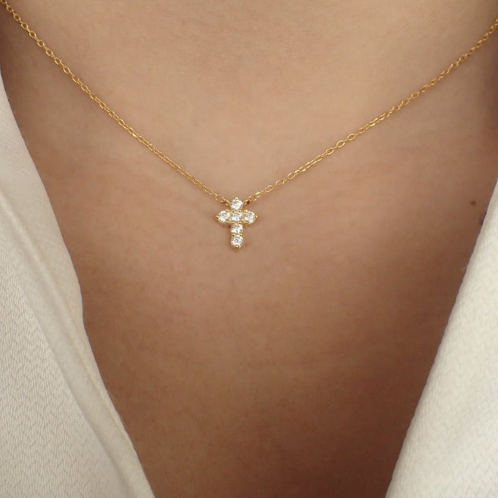 Cross Sapphire Chain Necklace