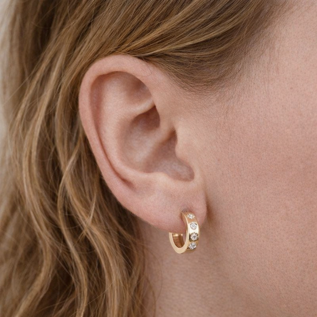 Starburst Pavé Hoop Earrings in S925 Sterling Silver