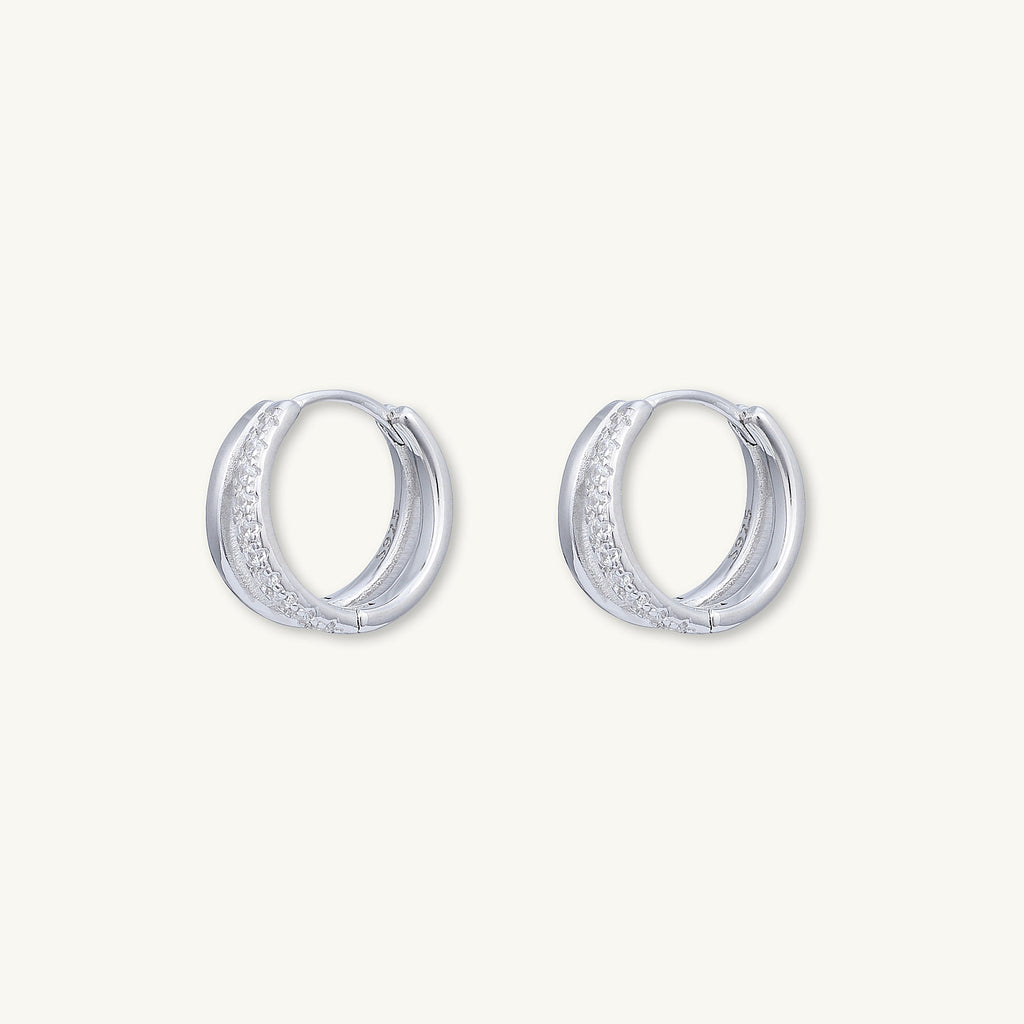 Double Zirconia Huggie Hoop Earrings