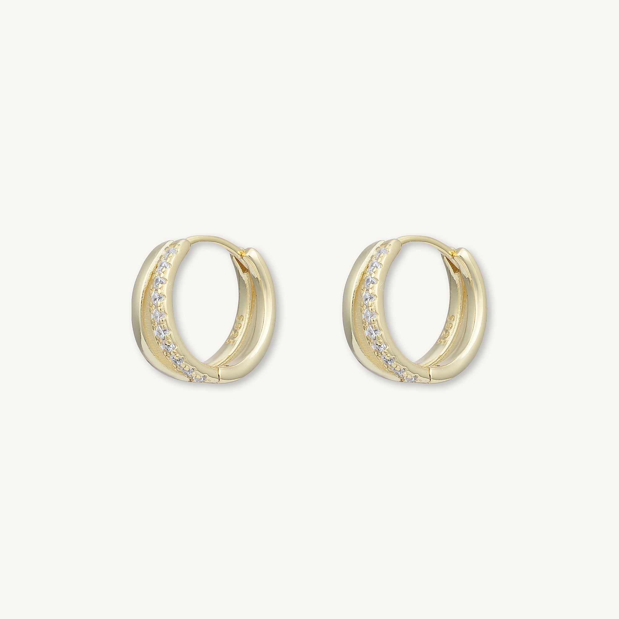Double Zirconia Huggie Hoop Earrings