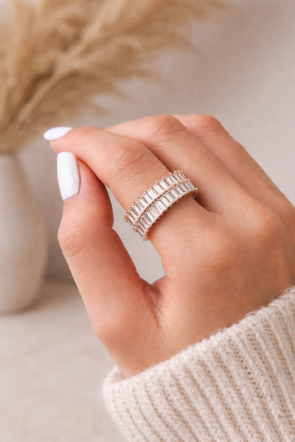 Elara Baguette Stacking Ringin S925 Sterling Silver