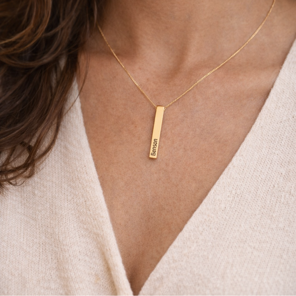 Engraved Pillar Bar Name Necklace