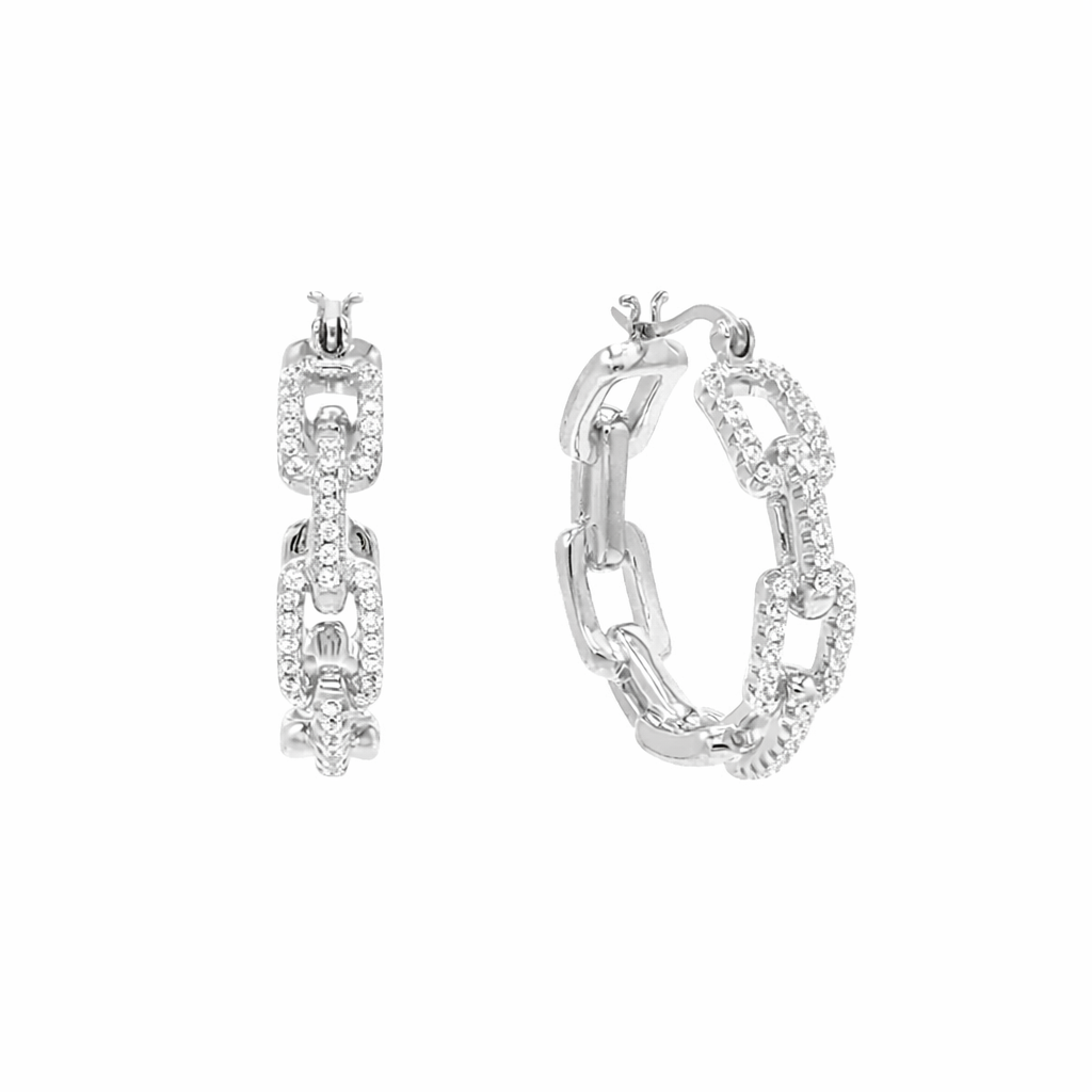 Interlocking Chain Hoop Earrings in 925 Sterling Silver