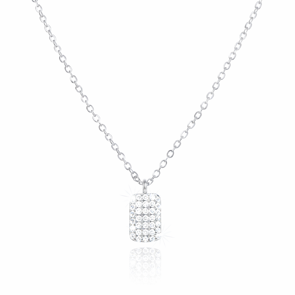 Square Pavé Necklace in 925 Sterling Silver