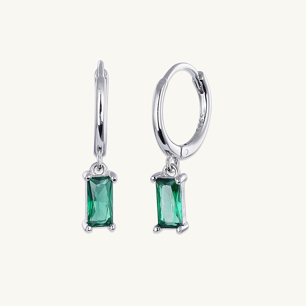 Emerald Baguette Huggie Earrings