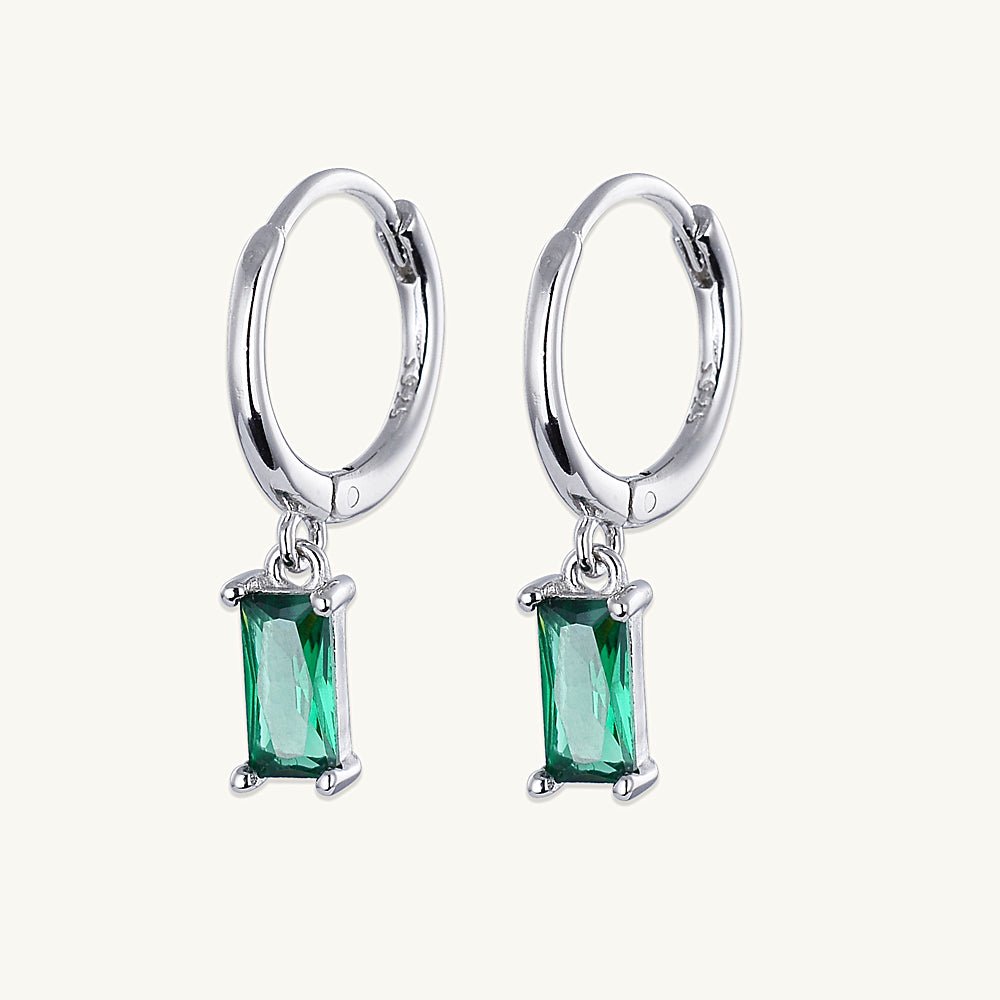 Emerald Baguette Huggie Earrings