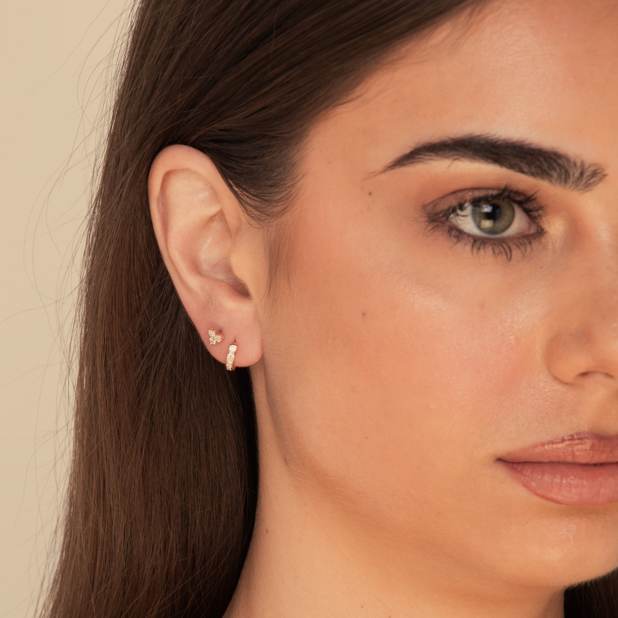 Sapphire Inlay Huggie Earrings