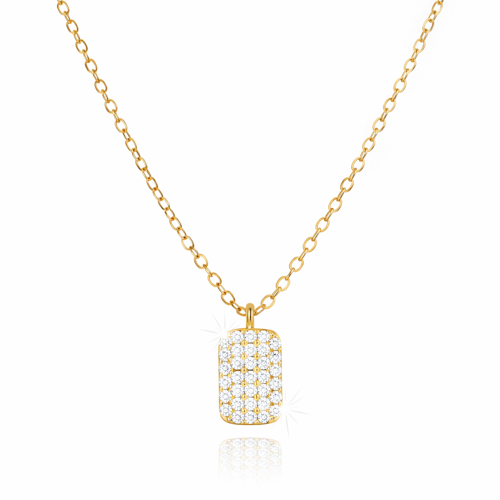 Square Pavé Necklace in 925 Sterling Silver