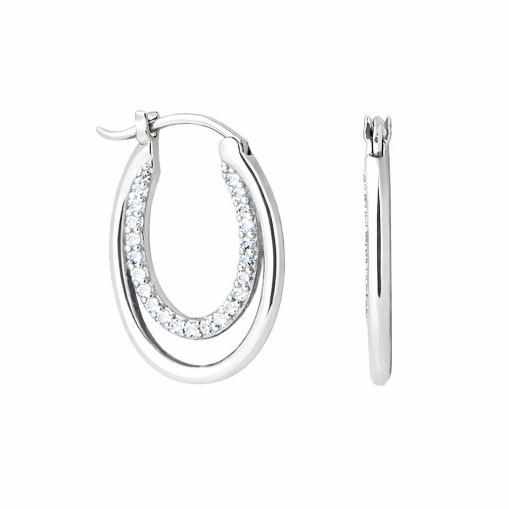 U-Shaped Pavé Hoop Earrings in S925 Sterling Silver