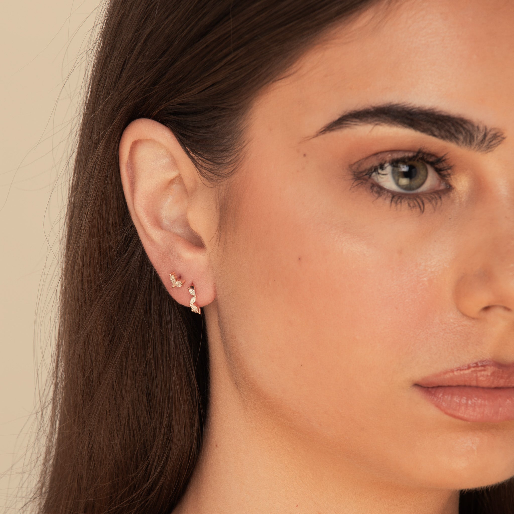 Marquise Sapphire Huggie Earrings