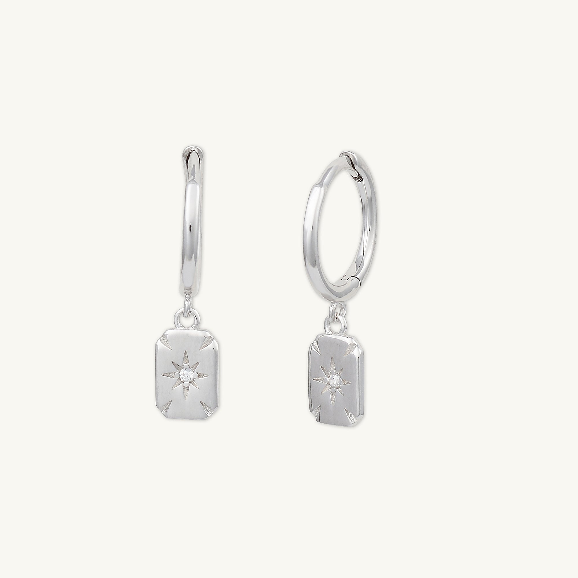 North Star Rectangle Huggie Hoop Earrings