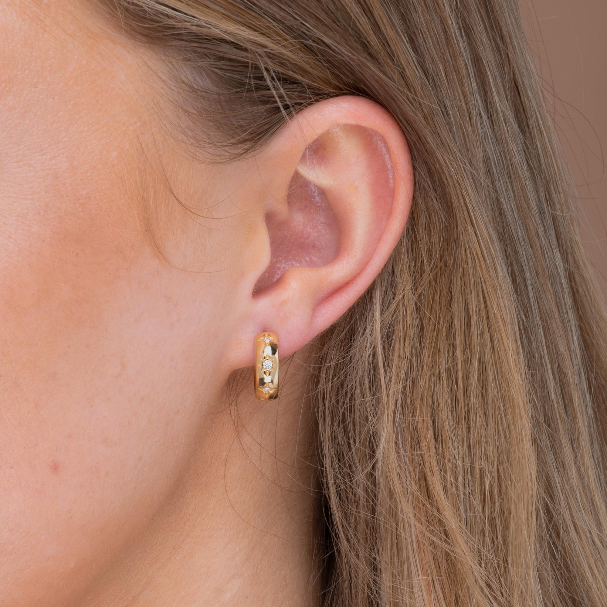 North Star Thick Huggie Earrings