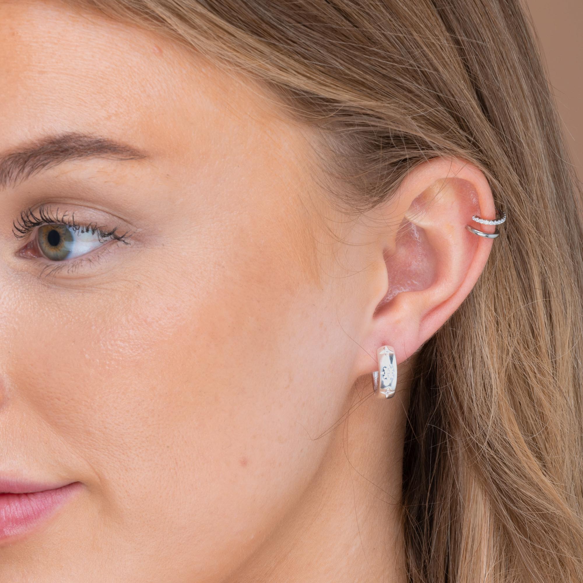 North Star Thick Huggie Earrings