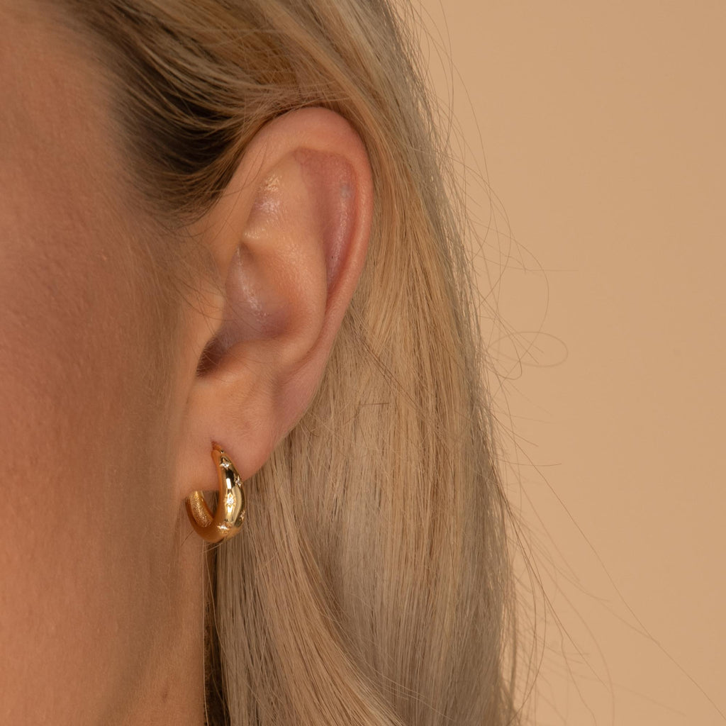 North Star Thick Sapphire Huggie Earrings