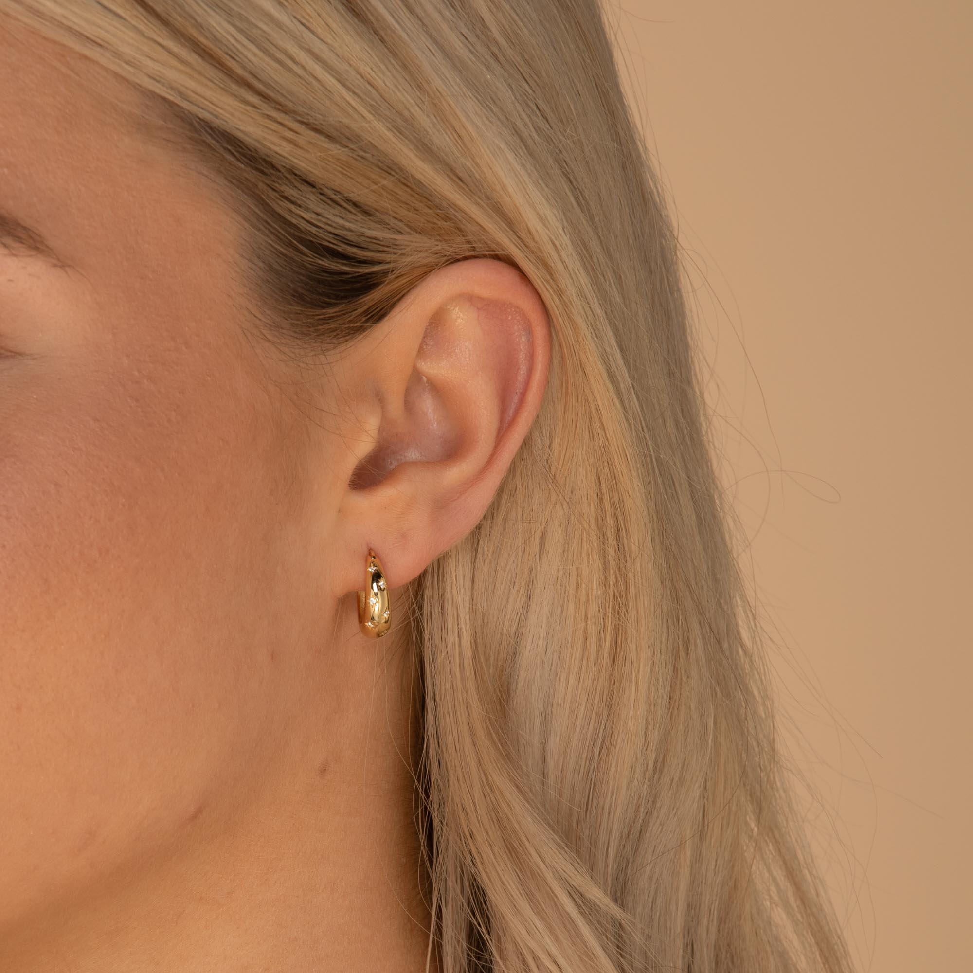 North Star Thick Sapphire Huggie Earrings