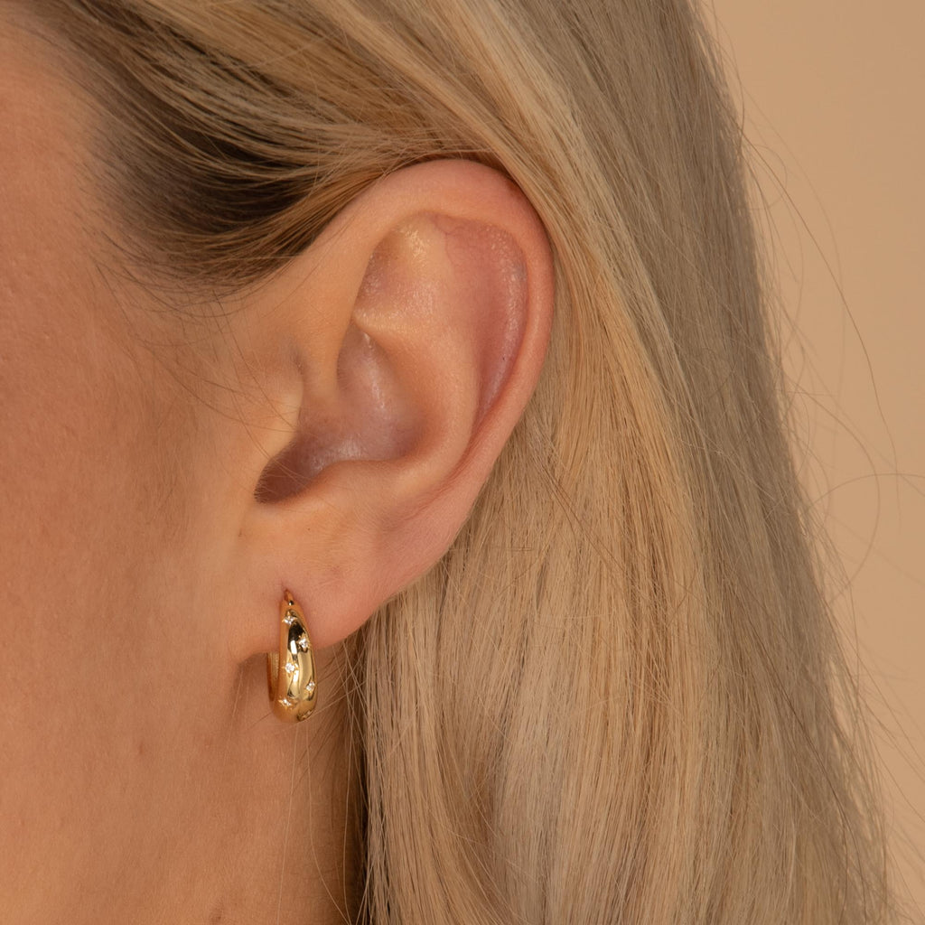 North Star Thick Sapphire Huggie Earrings